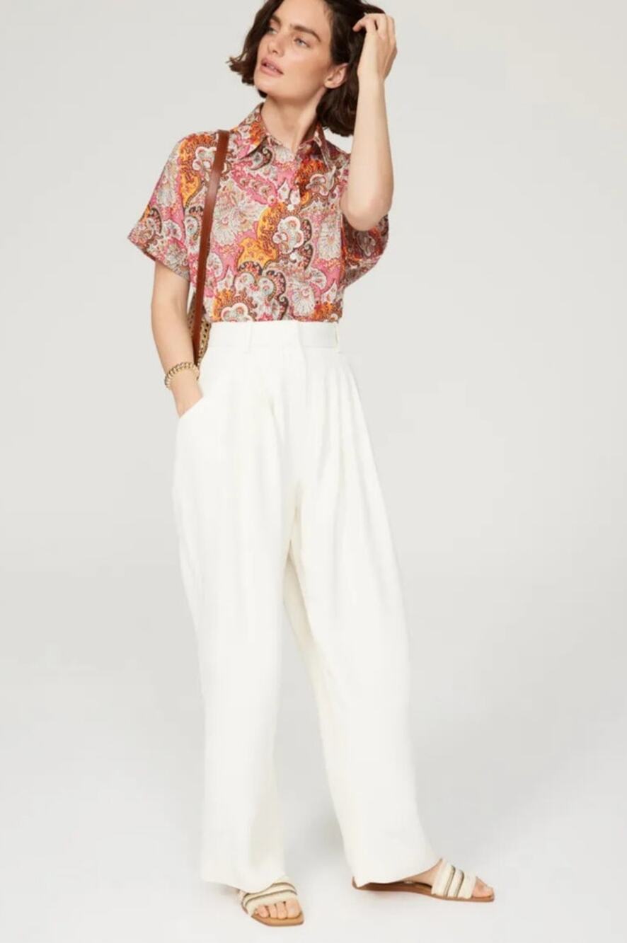 Athe Vanessa Bruno White High Rise Straight Ankle Trousers Size 40 = US Large